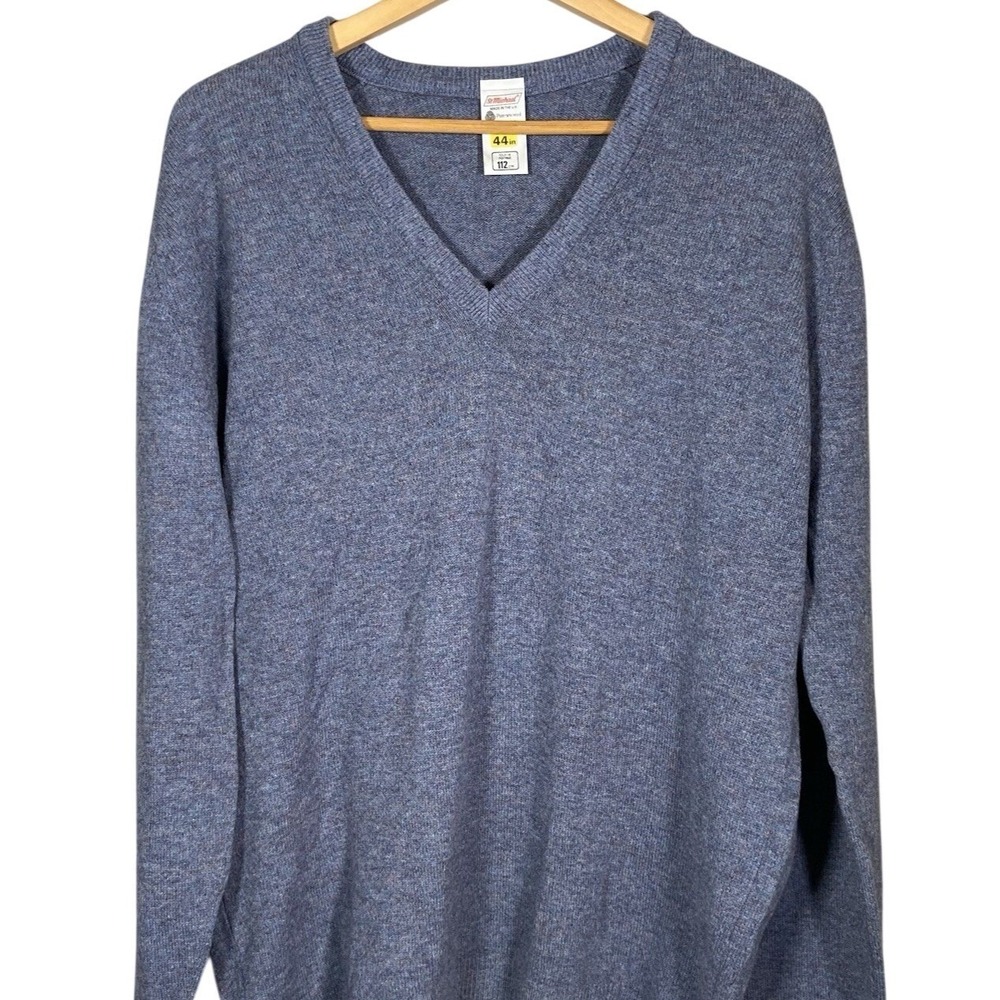 Vintage St Michael Lambswool V-Neck Sweater 44 Chest Blue UK Made